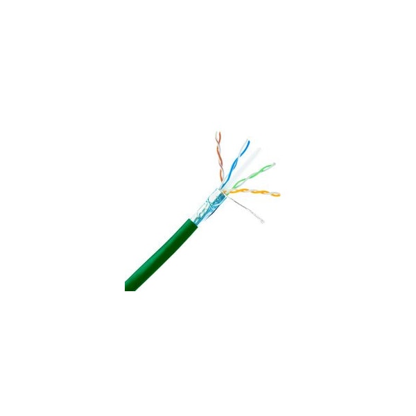 Cable Wholesale Plenum Shielded Cat6a Green Copper Ethernet Cable, 10 Gigabit Solid, CMP, POE Compliant, 14X6-551NH - main